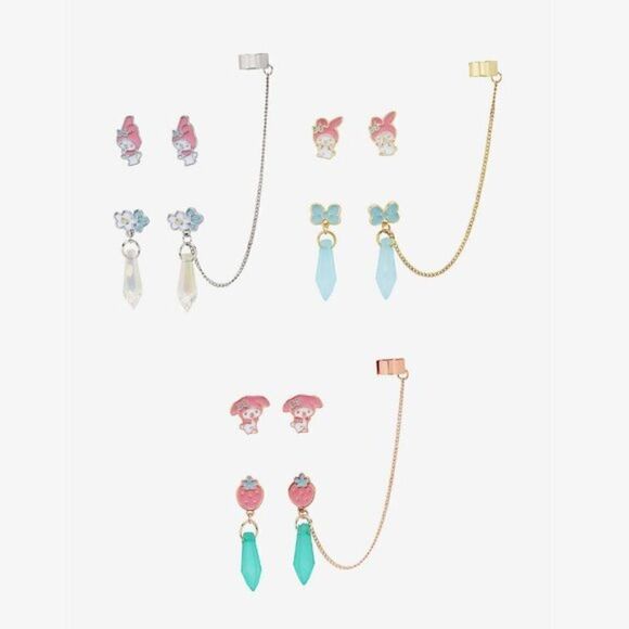 My Melody Icon Crystal Cuff Earring Set - Picture 1 of 2